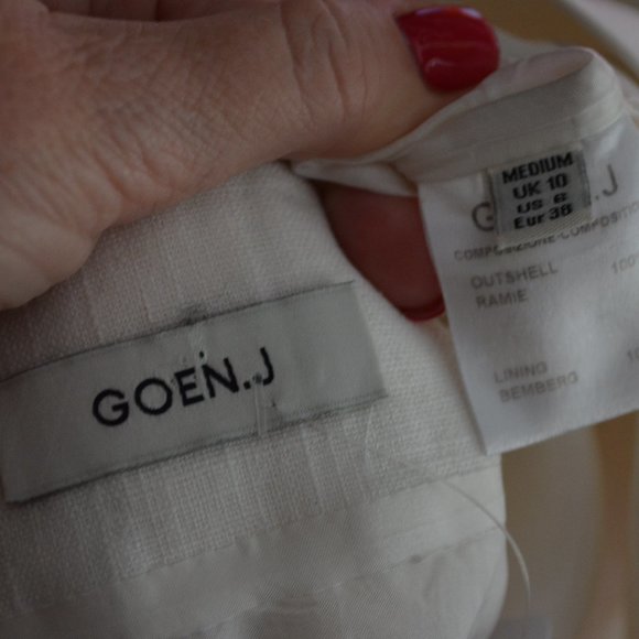 NWOT Sz 6 Goen.J White Ramie Ruffle Wrap Skirt - Picture 7 of 7